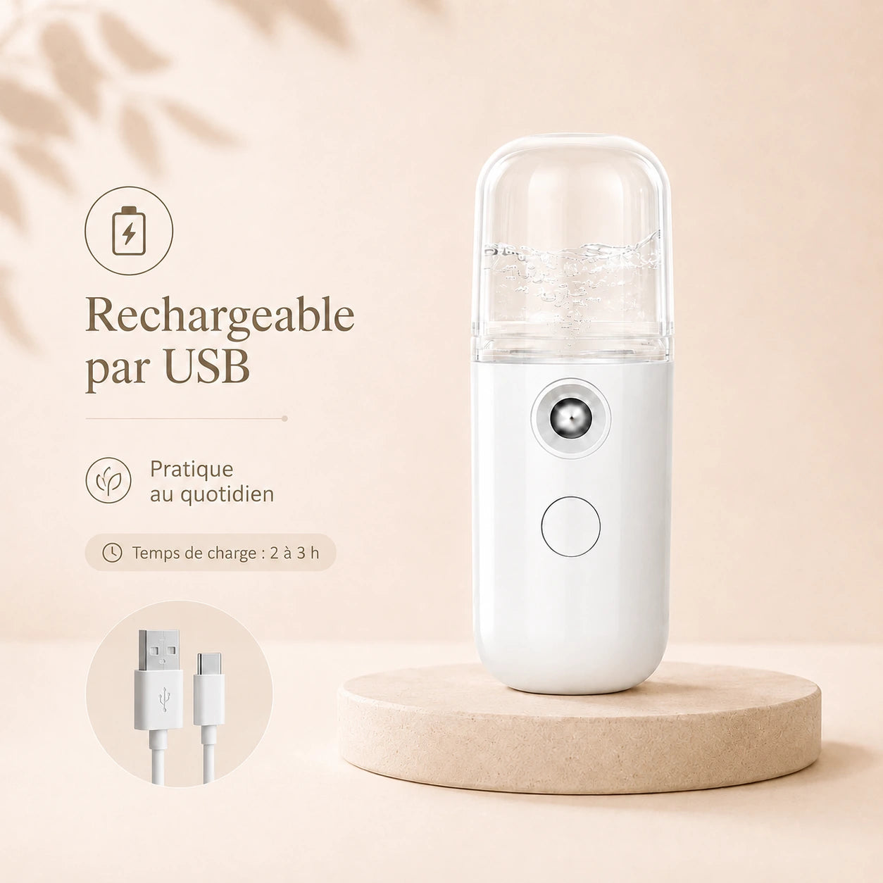 Brumisateur rechargeable par USB pratique au quotidien